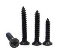 AYYSSM Vis à Bois autotaraudeuses à tête cylindrique Ronde en Acier Noir, M1 M1.2 M1.4 M1.7 M2 M2.6 M3 M3.5 M4, Mini Micro Phillips Plat fraisé(Flat Head,16MM_M2.3 50PCS)