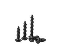 Vis à bois autotaraudeuses M3 .5 M4 M5 M6, 50 pièces, Grade 8., bouton en acier au carbone noir nickelé, tête ronde, douille hexagonale(Black/8mm,M3-50pcs)
