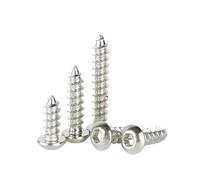 Vis à bois autotaraudeuses M3 .5 M4 M5 M6, 50 pièces, Grade 8., bouton en acier au carbone noir nickelé, tête ronde, douille hexagonale(Nickel Plated/30mm,M3-50pcs)