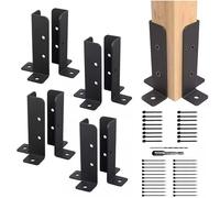 vis a bois Supports de base réglables pour poteaux d'angle doubles, 1,5x1,5 2x2 2x4 4x4 pouces,poteaux de clôture en bois, supports de base pour poteaux de pergola(8pack)