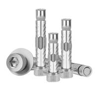 Vis à expansion cylindriques hexagonales en acier inoxydable 304, M6/M8/M10/M12, longueurs: 50/60/70/80/100/120/150/200mm (80mm (4pièces), M12)(150mm(2pcs),M8)