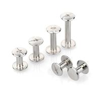 Vis à métal Lot de 5 ou 10 rivets à pression en cuir argenté et doré M5 pour sac, ceinture, album photo, scrapbooking, livre de comptes, poteau, reliure, vis, clou(Nickel Plated,M5 x 80mm (5pcs))