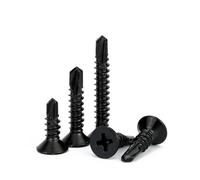 Vis à métal Vis autoperceuses plates noires en acier inoxydable 304, M3.5 ~ M4.8 M5.5, tôle de bois et de métal, autotaraudeuses, 10 à 50 pièces(M4.8x16mm(50pcs))