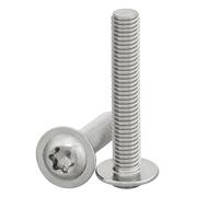 Vis à tête bombée avec bride et six pans creux/Torx (ISR, TX) selon la norme : ISO 7380-2 Lot de 100 vis à tête plate avec bride en acier inoxydable A2 V2A, filetage complet, M6 x 55 mm