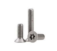 Vis à tête bombée Torx en acier inoxydable, Vis à tête fraisée plate Torx en acier inoxydable 304 avec goupille, M3 et M5, 60 pcs(16mm,10pcs M5)