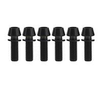 Vis à tête conique Allen en titane M5x16 mm, M5x18 mm et M5x20 mm avec rondelle en titane for potence de vélo (lot de 6)(Black,M5x16mm)