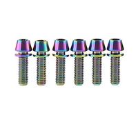 Vis à tête conique Allen en titane M5x16 mm, M5x18 mm et M5x20 mm avec rondelle en titane for potence de vélo (lot de 6)(Rainbow,M5x20mm)
