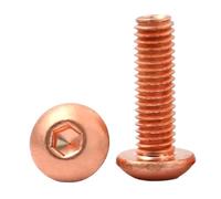 Vis à tête creuse ronde en cuivre pur M3 M4 M5 M6 M8 T2, 1 à 10 pièces, vis à six pans creux avec vis à métaux à hexagone élevé(12mm,M6 (2Pcs))