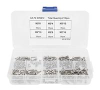 Vis à tête cylindrique à six pans creux en acier inoxydable 304, accessoires de quincaillerie, coffret M2 210 pièces pour équipement de bureau domestique, assemblage de navires
