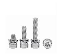 Vis à tête cylindrique à six pans creux en acier inoxydable 304, rondelles plates, rondelles élastiques, boulons combinés M2 M2,5 M3 M4 M5 M6 M8 M10 M12(25mm,5pcs M8)