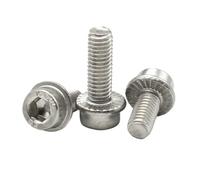 Vis à tête cylindrique dentelée bride hexagonale creuse, 2 10 pièces, en acier inoxydable 304 A2-70, M3, M4, M5, M6, M8, M10, M12, avec rondelle antidérapante(20mm,M6 x5pcs)