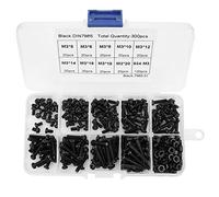 Vis à tête cylindrique M3, 300 pièces M3 * 5/6/8/10/12/14/16/18/20 Kit à assortiment de fixations pour vis à tête cylindrique en acier au carbone en acier noir