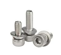 Vis À Tête Cylindrique Six Pans Creux En Acier Inoxydable 304, Rondelle Plate, Joint Ressort, Boulon D'assemblage M2,5 M3 M4 M5 M6 M8 M10 M12(8mm,50pcs M3)
