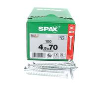 SPAX Vis universelle WIROX A3J 4,5 x 70 mm T-STAR Plus, tête fraisée, filetage complet, 100 pièces