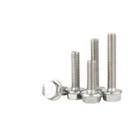 Vis à tête hexagonale externe en acier inoxydable M5 M6 M8 M10 M12 avec bride dentelée A2-70 304, boulon à tête hexagonale avec rondelle GB5787(10pcs M6,16mm)