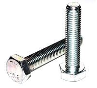 Vis à tête hexagonale M12 x 45 DIN 933 - Nombre de pièces 5 - Acier galvanisé - Classe de résistance : 10,9 - Filetage jusqu'à la tête.