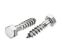 Vis à tête hexagonale SOURCING MAP Hexagonal Tire-fond M8 x 30mm 304 Inox Acier Demi-fil Autotaraudeuse Boulons pour Bois Vis 10Pcs