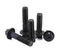 Vis à tête hexagonale Torx noire à bride externe M5 M6, boulon à bride externe en acier au carbone à Six fleurs en prune, 10 pièces, 10 pièces, M6x43