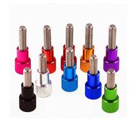 Vis à tête moletée, Vis à oreilles de couleur M4 en alliage d'aluminium + bouton de poignée moleté à tête plate en acier inoxydable, boulon étagé(Sky blue,M4x8mm)