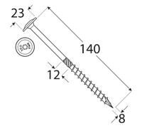 CT Lot de 50 vis à tête plate Torx TX avec tête plate Jaune galvanisé 8 x 140 mm