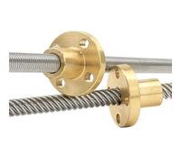 Vis à tête trapézoïdale T6 for rail linéaire, en acier inoxydable avec écrou cuivre, pas de 1 mm/2 mm, longueur d'hélice mm/4 mm/6 mm/12, for imprimante 3D, pièce(Pitch 1mm Lead 4mm,300mm)