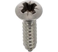 Vis à Tôle Tête Inox A4 Fraisée Bombée Pozidrive, 3.5mm x 16mm, DIN 7983, Lot de 25, Zinc Blanc