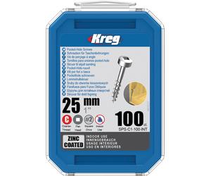 Vis à trous de poche Kreg 25 mm Revêtu de Zinc Pan-Head, Filetage épai - KREG - SPS-C1
