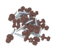 VIS AUTO-PERCEUSE AVEC RONDELLES D'ÉTANCHÉITÉ POUR PLAQUE ACIER GALVANISÉ LAQUÉ MAT ASPECT TUILE - L: 3.5 cm - l: 8.5 cm - Brun