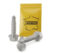 Vis Autoforeuse Metal M6,3 x 25mm : 5 Pcs Visserie Inox pour Ecrou Rondelle | Vis Autoperceuse Pour Metal Tete Hexagonale a Embase Acier A2 - DIN 7504 K | PROTORX