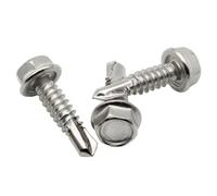 Vis Autoforeuse Metal M6,3 x 32mm : 20 Pcs Visserie Inox pour Ecrou Rondelle | Vis Autoperceuse Pour Metal Tete Hexagonale a Embase Acier A2 - DIN 7504 K | PROTORX