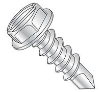 Vis autoperceuse galvanisées Acier, finition plaqué zinc, tête hexagonale Rondelle à fente, lecteur, point de foret # 3, 14-42 Taille du filetage, 2,5 cm de long (lot de 25)