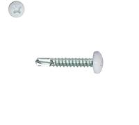 Vis autoperceuses 3,5x13 mm RAL 9010 blanc pur tête cylindrique Ph zinguées par 200