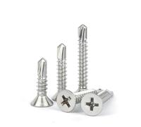 Vis autoperceuses à tête plate en acier inoxydable 316, autotaraudeuses rapides for tôle, M3,9/4,2/4,8/5,5/6,3(M4.2x13mm-50Pcs)