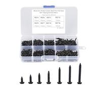 Vis autotaraudeuses, 500 pièces M3 Bouton d'entraînement cruciforme, Assortiment de vis à tête Ronde à tête Ronde avec boîte en Plastique(Noir)