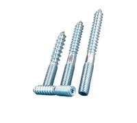 Vis autotaraudeuses à double extrémité, plusieurs tailles, en acier au carbone plaqué zinc bleu blanc, 50 pièces(M8x60mm)