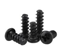 Vis autotaraudeuses à tête cylindrique à empreinte cruciforme, rondes en acier au carbone noir M1-M5, 100 pièces/lot(5mm x100pcs,M1.6)