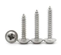 Vis autotaraudeuses à tête cylindrique cruciforme en acier inoxydable 304 avec rondelle, 20/50/100/200 pièces M1.4 .7 M2.6 M3 .5 M4 M5(5mm,M2.3 x100pcs)