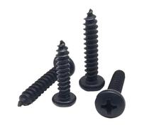Vis autotaraudeuses à tête cylindrique cruciforme en acier inoxydable 304 noires, vis à bois à tête ronde M1.4-M6 attaches autoperceuses for le travail du bois de meubles(20mm,10pcs M6)