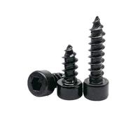 Vis autotaraudeuses à tête cylindrique hexagonale en acier au carbone noir, for meubles et bois, 10/20/50/100 pièces, M2, M2.6, M3, M3.5, M4, M5, M6(10mm,M4 20pcs)
