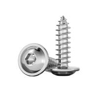 Vis autotaraudeuses à tête plate, Vis autotaraudeuses à tête bouton hexagonale M3-M8 avec joint, en acier inoxydable 304, for le travail du bois (lot de 3)(M6x35mm 10pcs)