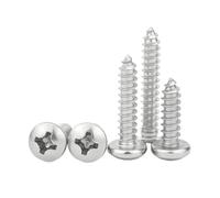 Vis autotaraudeuses à tête ronde cruciforme en acier au carbone nickelé, 50/100/200/500 pièces, M1, M1.2, M1.4, M1.7, M2, M2.3, M2.6, M3, M4, M5(3.5mm)