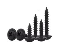 Vis autotaraudeuses à tête ronde cruciforme en acier inoxydable noir avec rondelle, 50 à 100 pièces (M1.2, M1.4, M1.7, M2, M2.3, M2.6, M3, M4)(M1.2x4-100PCS)