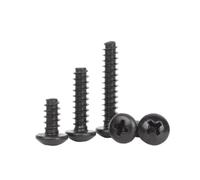 Vis autotaraudeuses à tête ronde en acier inoxydable M1 ~ M3 noir 304, Phillips Pan, à queue plate(M1.2x6mm-500pcs)