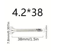 Vis autotaraudeuses à tôle en acier inoxydable 410, à tête plate, haute résistance, autoperceuses rapides, #8 M4.2 410, 50 pièces(4.2x 38 50PCs)