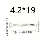 Vis autotaraudeuses à tôle en acier inoxydable 410, à tête plate, haute résistance, autoperceuses rapides, #8 M4.2 410, 50 pièces(4.2x19 50pcs)