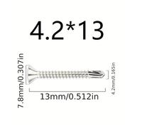 Vis autotaraudeuses à tôle en acier inoxydable 410, à tête plate, haute résistance, autoperceuses rapides, #8 M4.2 410, 50 pièces(4.2x 13 10PCs)