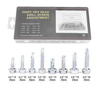 Vis autotaraudeuses auto-taraudeuses, Construction Matériel de construction Assortiment de kit d'assortiment 200pcs de métal durable fraisé à paroi creuse