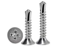 Vis autotaraudeuses en acier inoxydable 410, travail du bois, des métaux, cloisons sèches, tête plate Phillips, vis de perçage à insertion fraisée(M3.5x16 (50Pcs))
