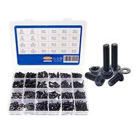 Vis autotaraudeuses, Jeu de vis à six pans creux en acier au carbone, tête ronde plate, boulons et écrous, kit d'assortiment 1060 pièces M2 M3 M4 M5 (couleur : plat)(Round)