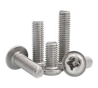 Vis avec joint M2 M2.5 M3 M4 M5 M6 304 A2, boulon à tête ronde croisée en acier inoxydable avec coussin, 10/50 pièces(16mm,M6 10pcs)